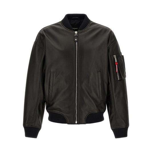 Dsquared² Black Leather Leather Jacket
