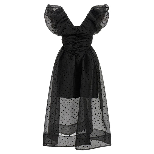 Ganni Black Recycled Polyester Midi Dress