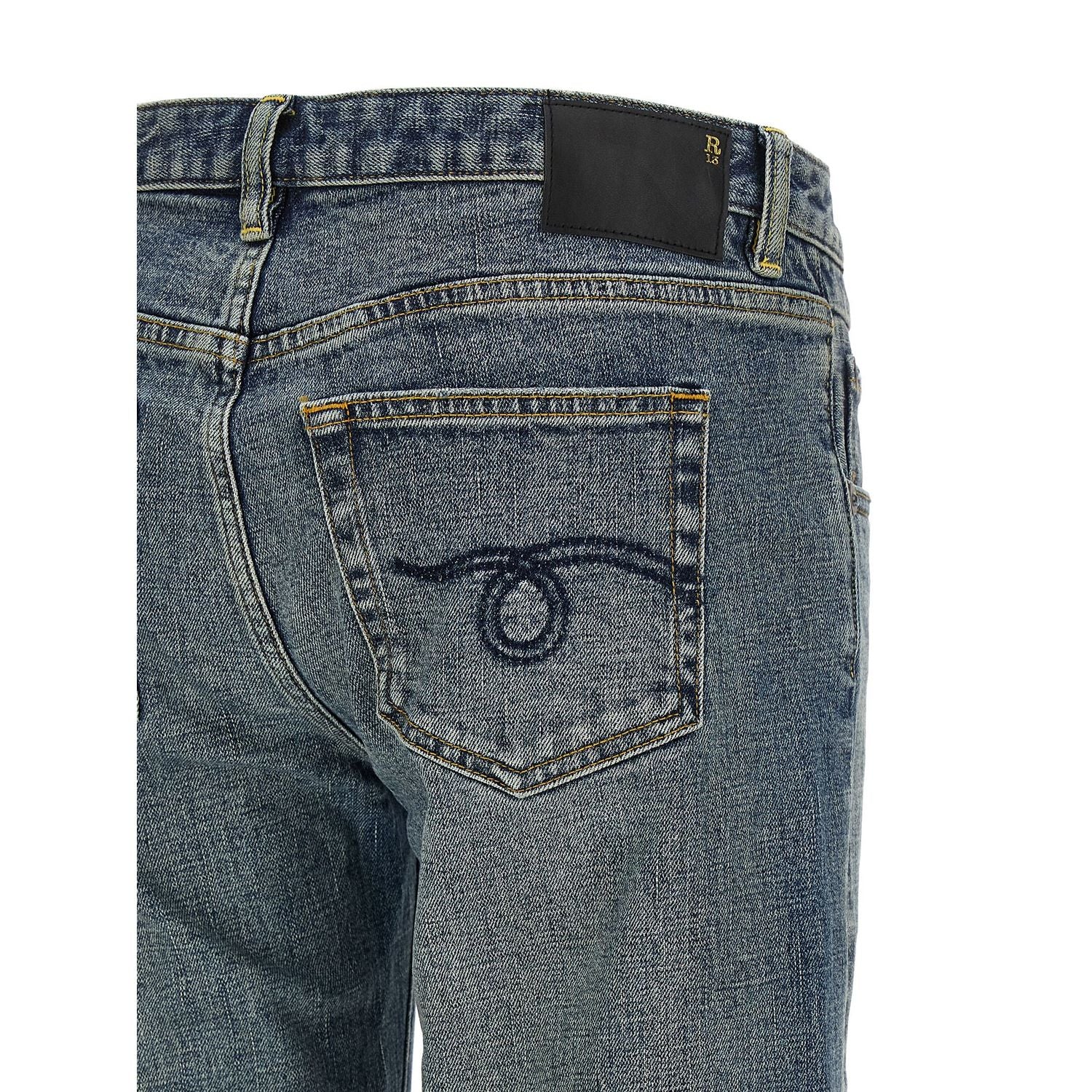 R13 Blue Cotton Flared Jeans