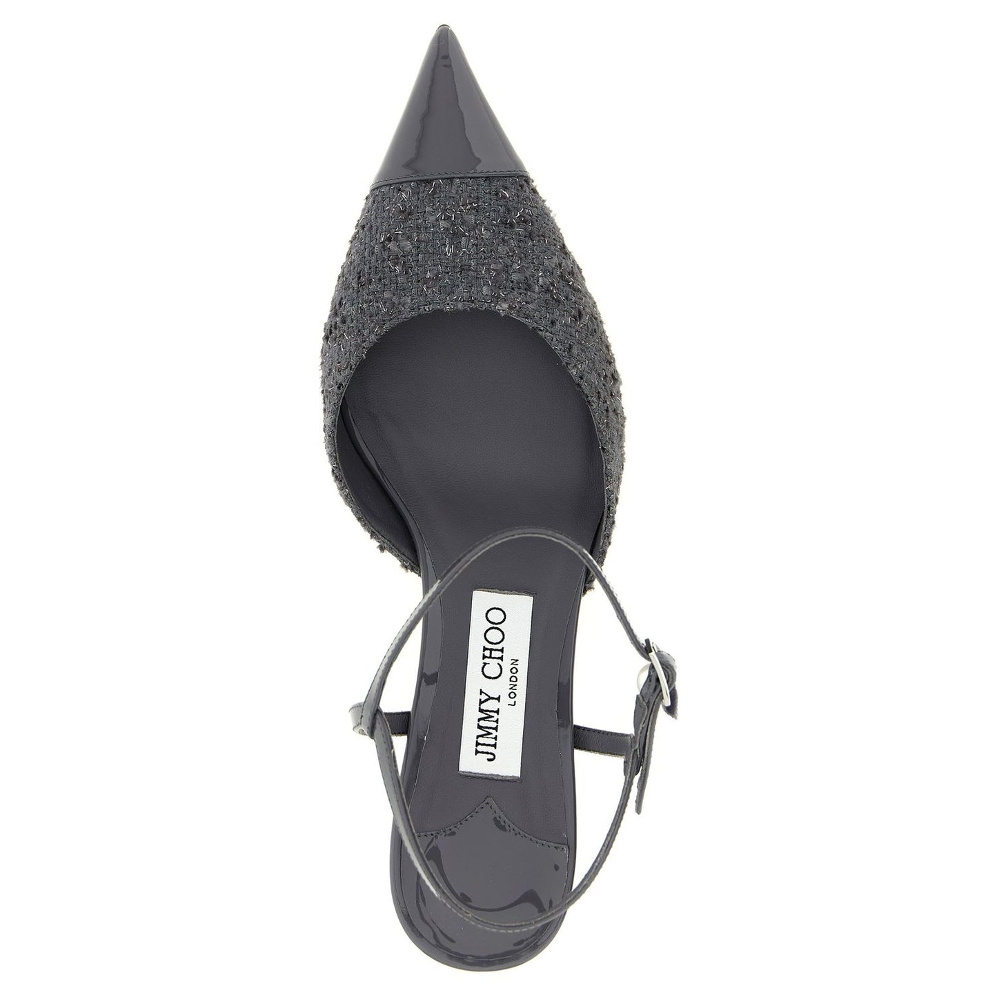 Jimmy Choo Gray Tencel Mid Heel Pumps