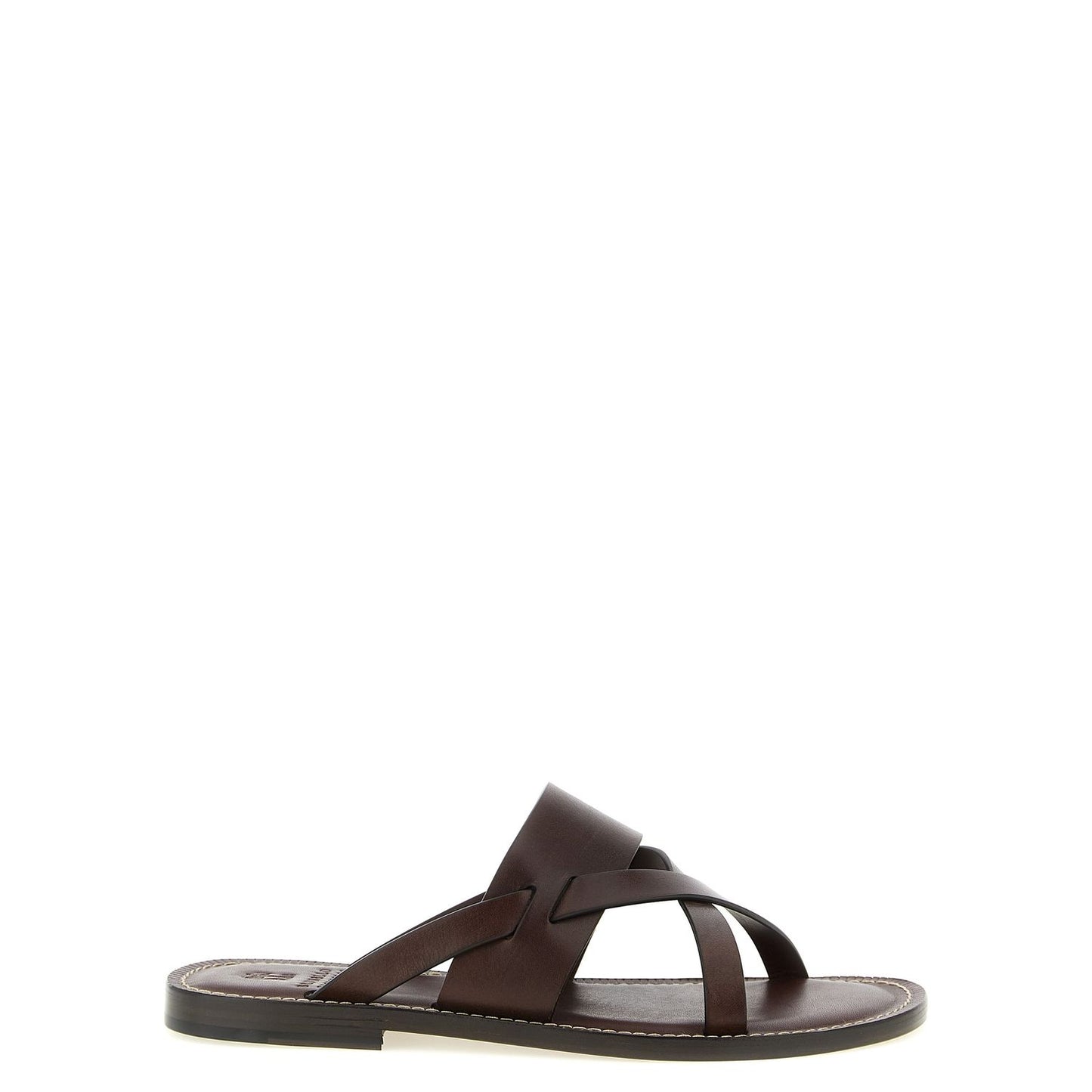 Brunello Cucinelli Brown Calfskin Slides