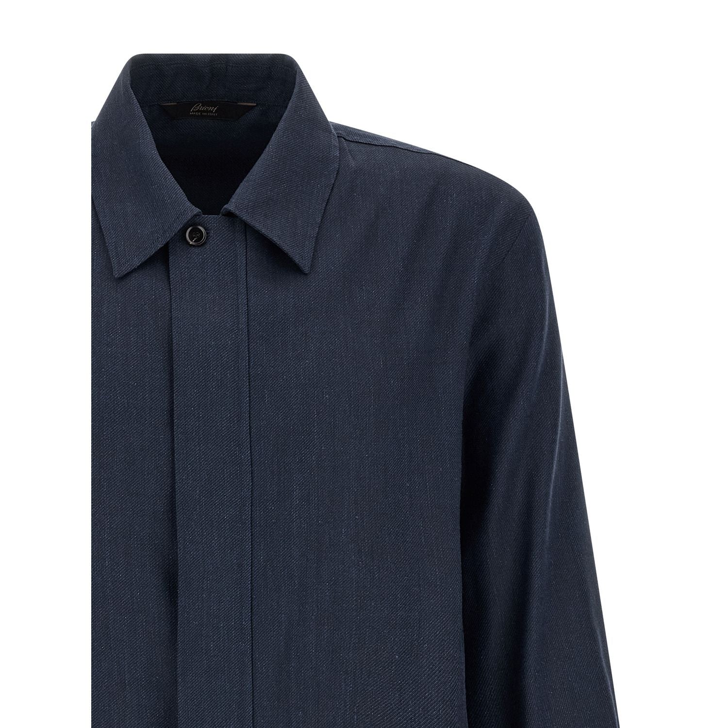 Brioni Blue Linen Full-Length Jacket