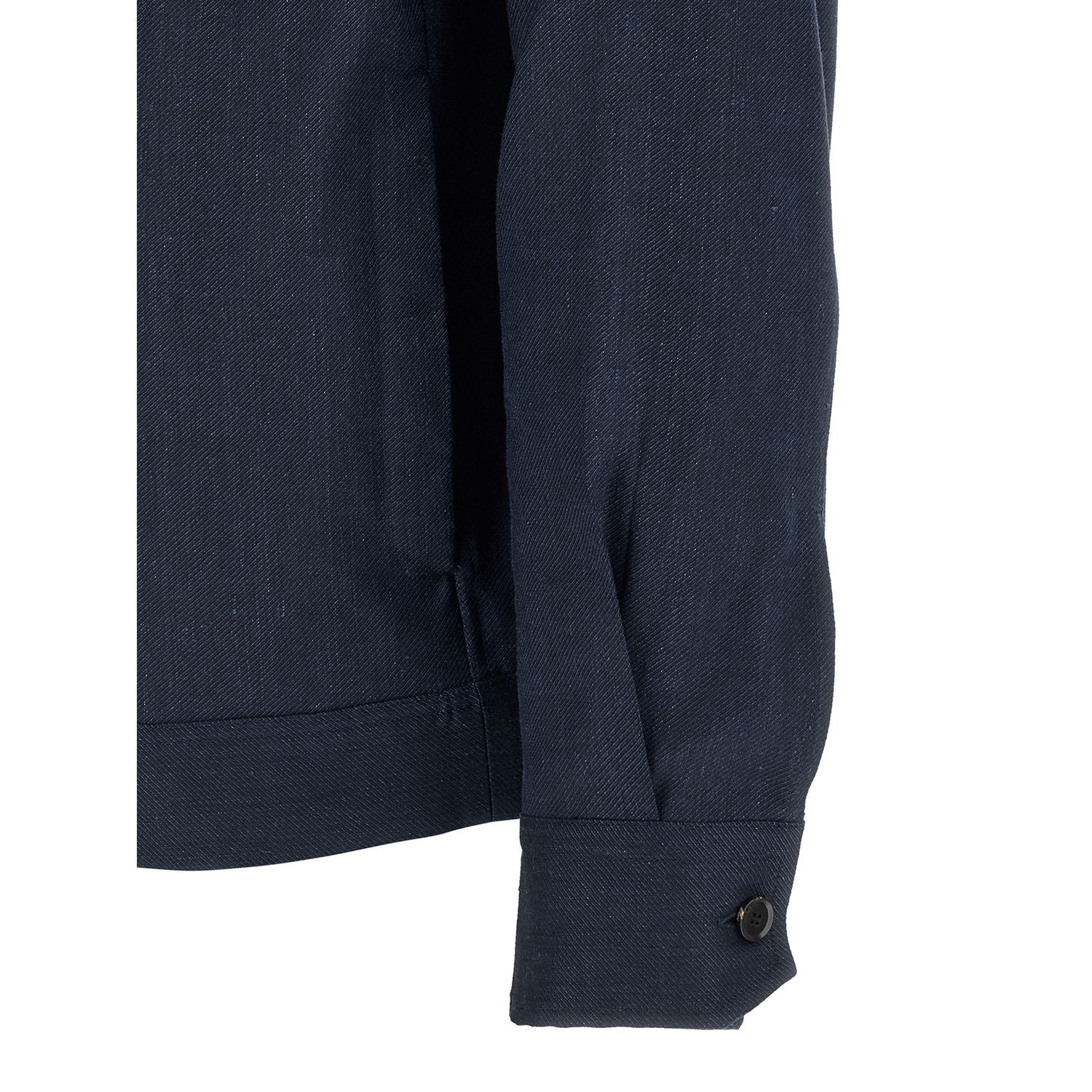 Brioni Blue Linen Full-Length Jacket