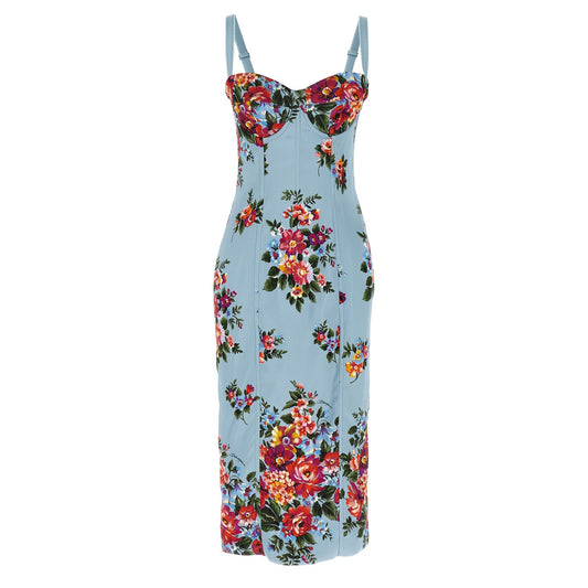 Dolce & Gabbana Blue Viscose Midi Dress
