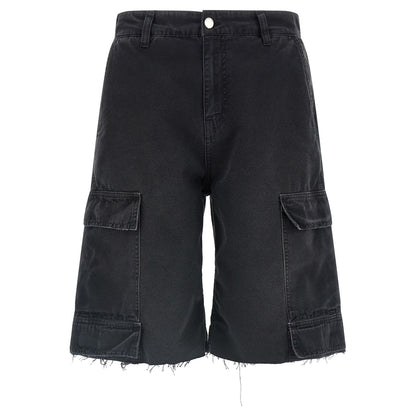 44 Label Group Black Cotton Bermuda Shorts