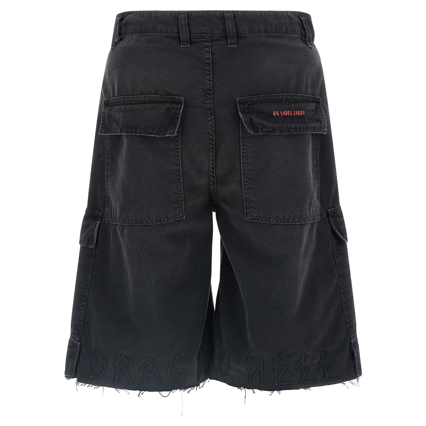 44 Label Group Black Cotton Bermuda Shorts
