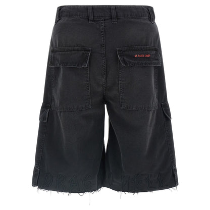 44 Label Group Black Cotton Bermuda Shorts