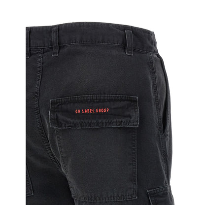 44 Label Group Black Cotton Bermuda Shorts
