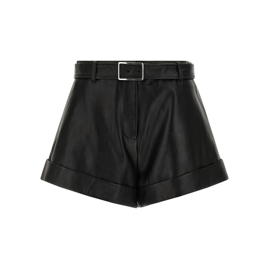 Sportmax Black Lamb Leather Bermuda Shorts
