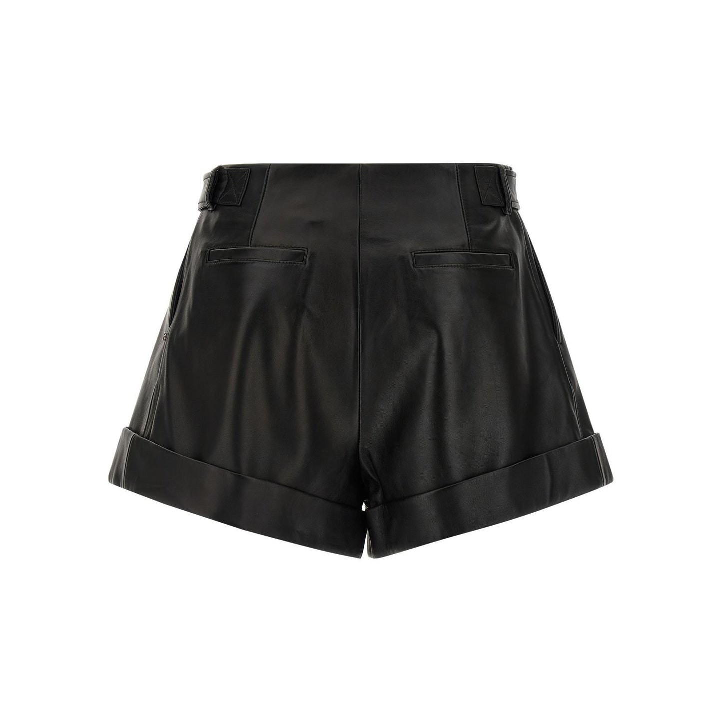 Sportmax Black Lamb Leather Bermuda Shorts