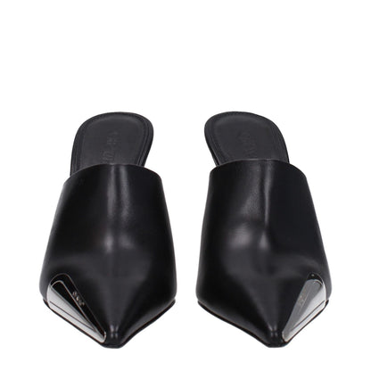 Off-White Black Leather High Heel Pumps