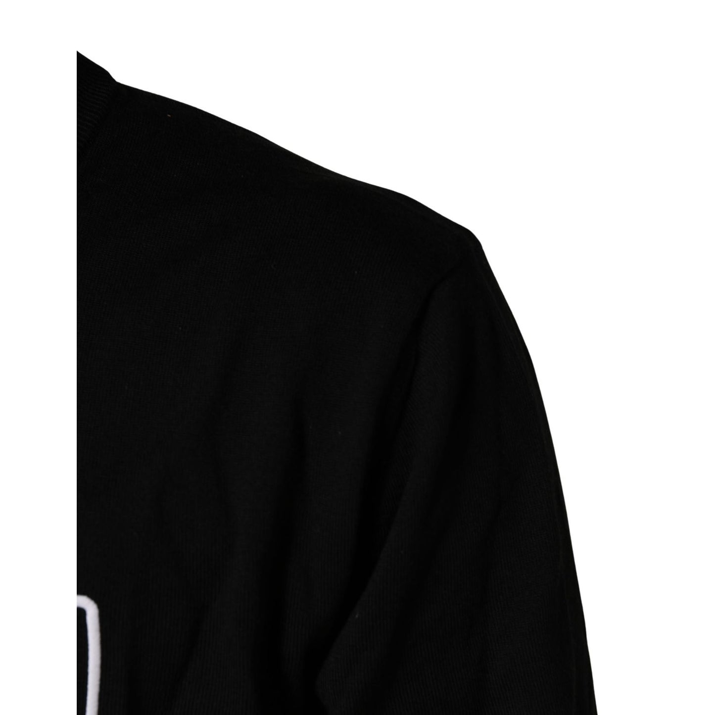 Dolce & Gabbana Black Graphic Logo Crew Neck Wool Pullover Sweater