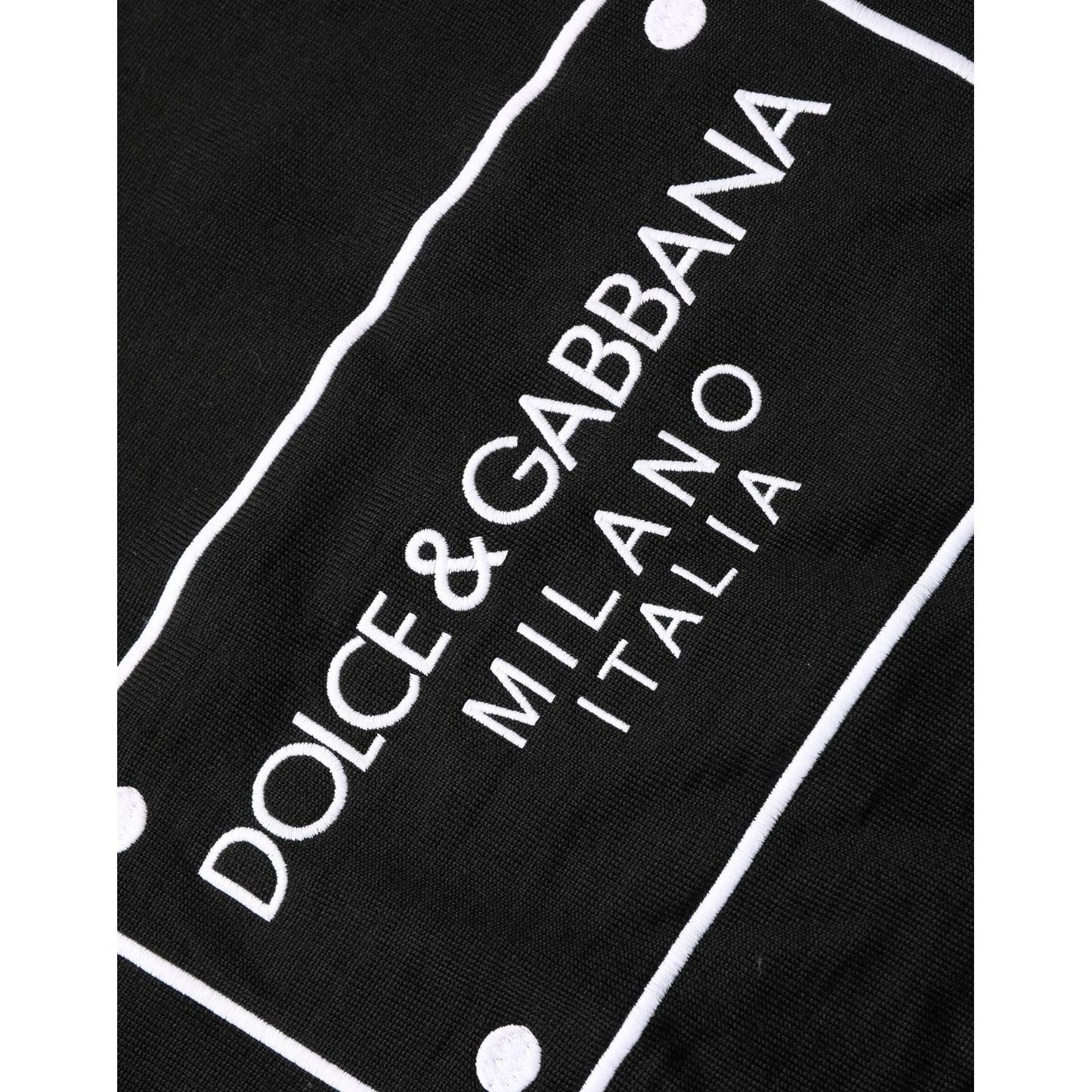 Dolce & Gabbana Black Graphic Logo Crew Neck Wool Pullover Sweater