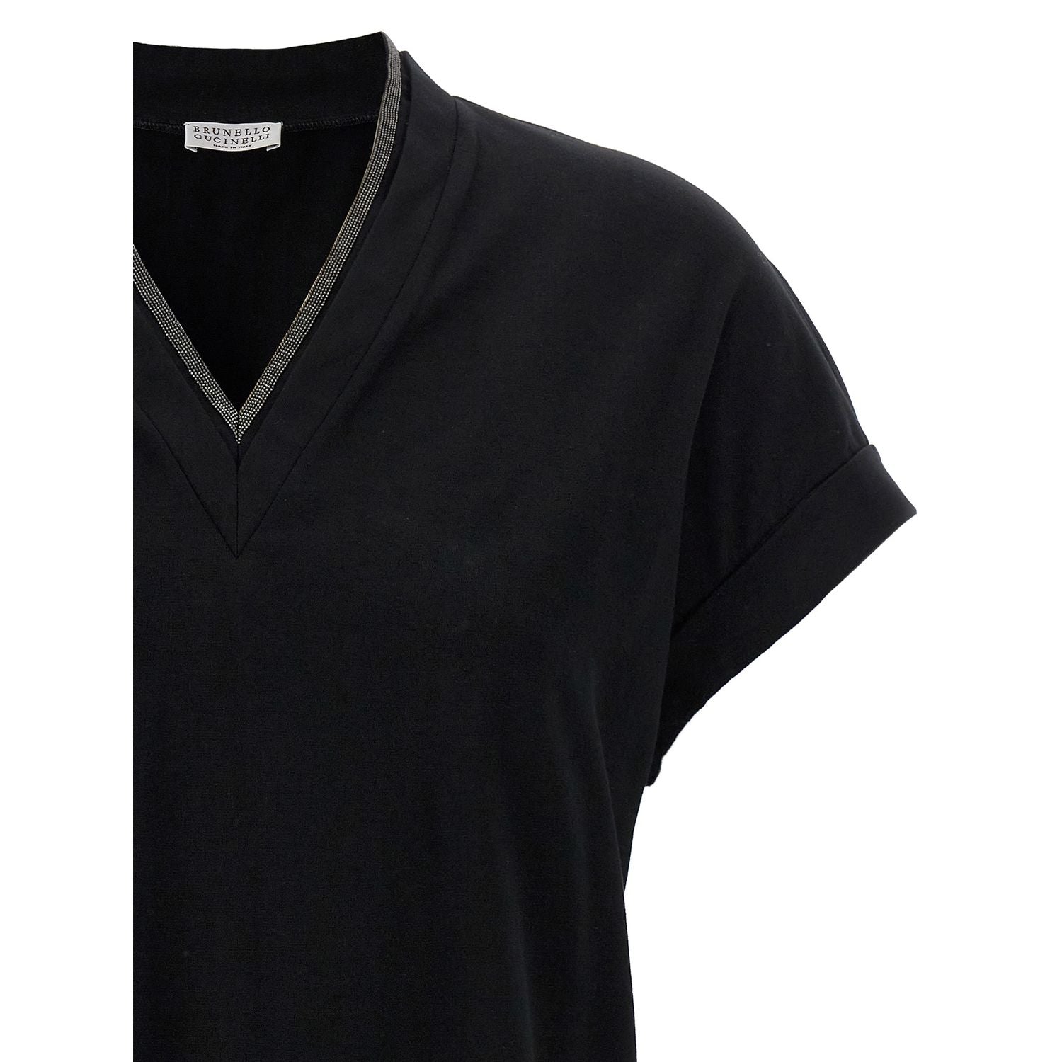 Brunello Cucinelli Black Cotton T-Shirt