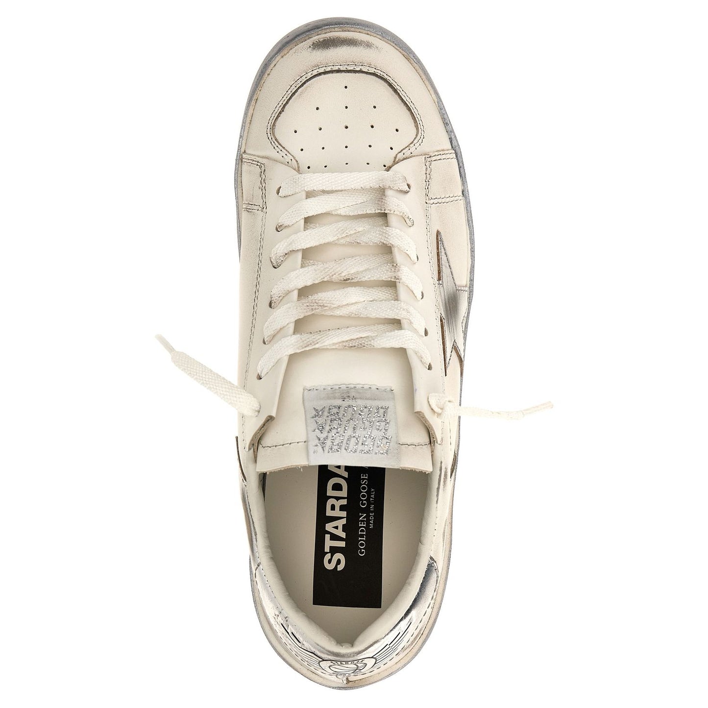 Golden Goose Silver Cowhide Athletic Sneakers