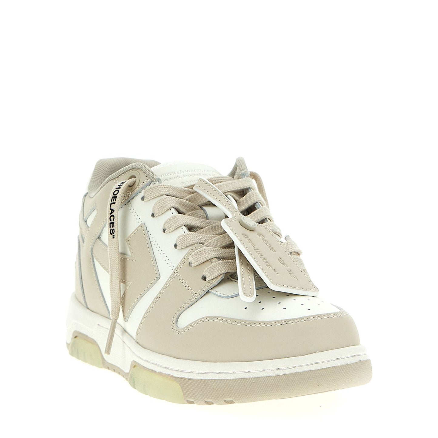 Off-White Beige Calfskin Low Top Sneakers