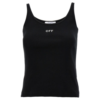 Off-White Black Cotton Sleeveles T-Shirt