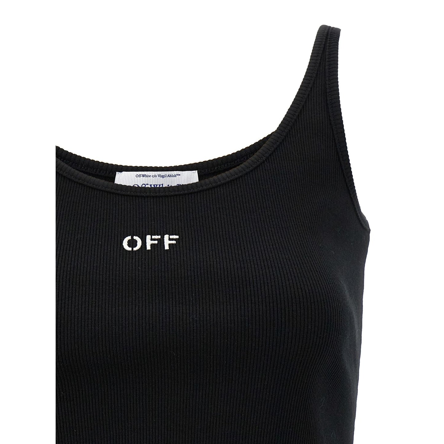 Off-White Black Cotton Sleeveles T-Shirt