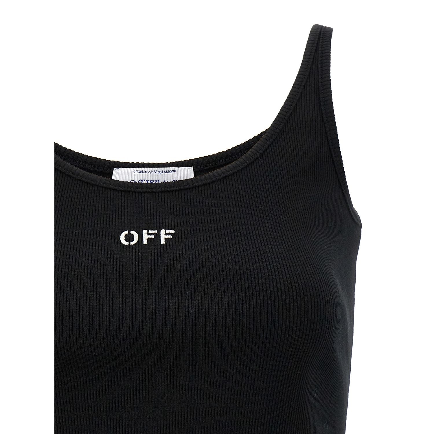 Off-White Black Cotton Sleeveles T-Shirt