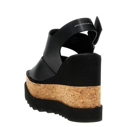 Stella McCartney Black Polyester Wedge Sandals