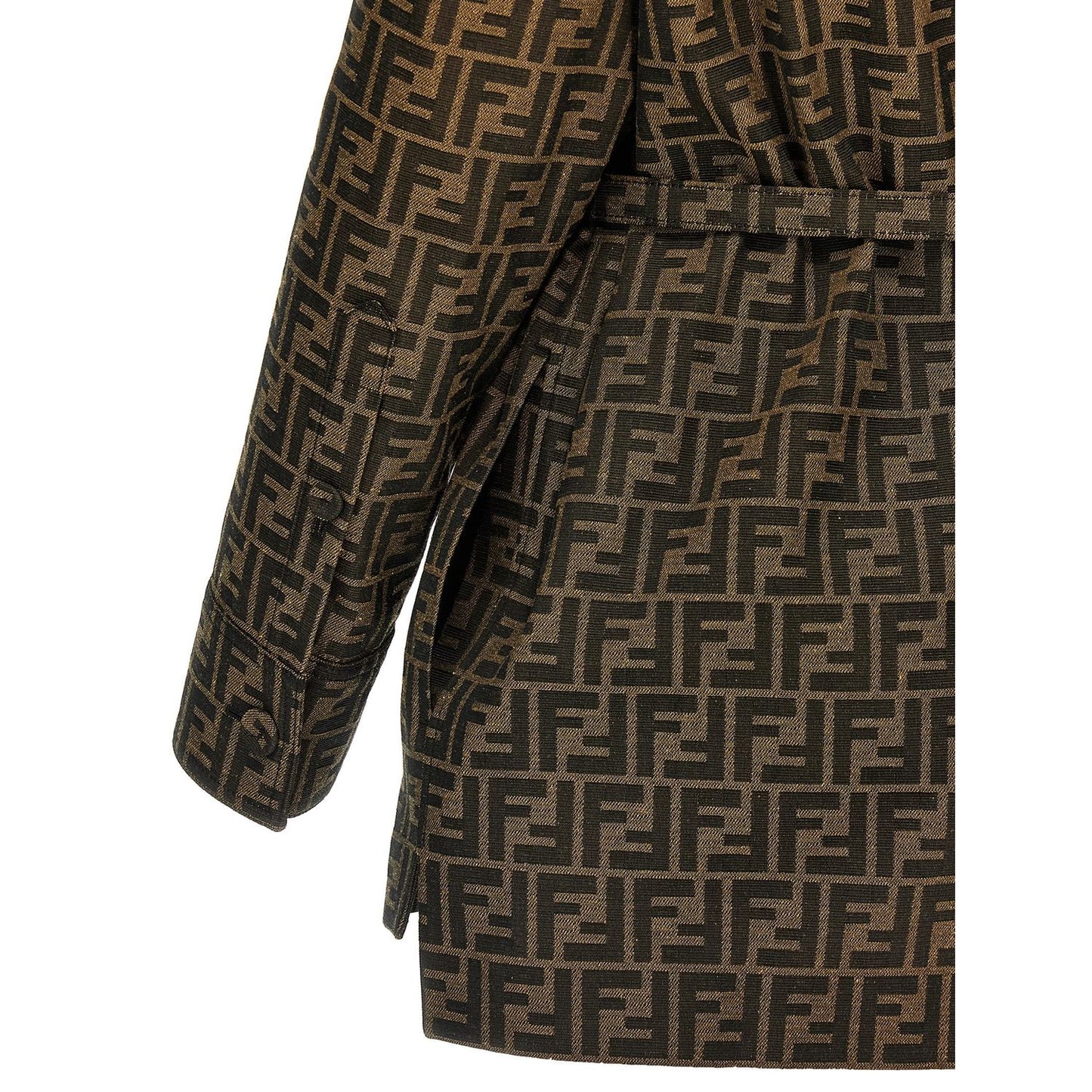 Fendi Brown Polyester Leather Jacket