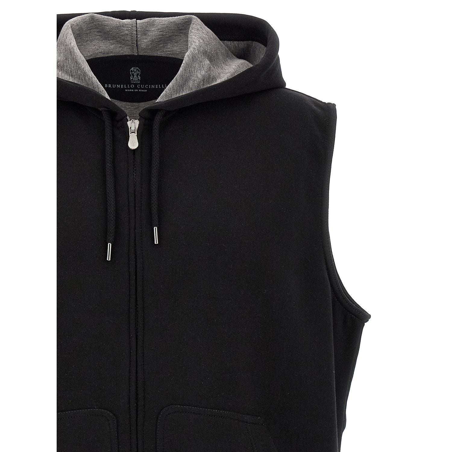 Brunello Cucinelli Black Cotton Sleeveless Jacket
