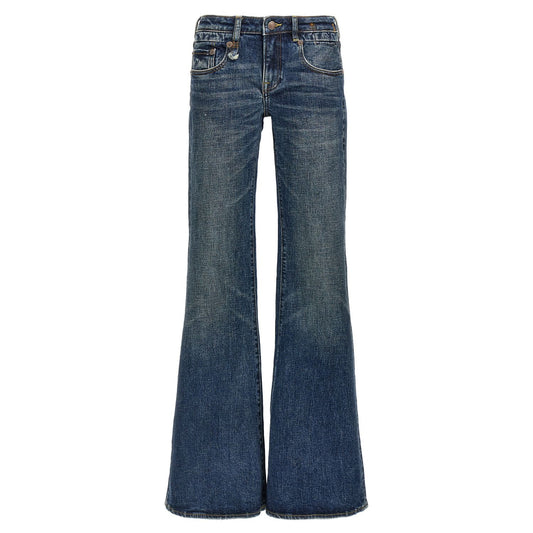 R13 Blue Cotton Flared Jeans