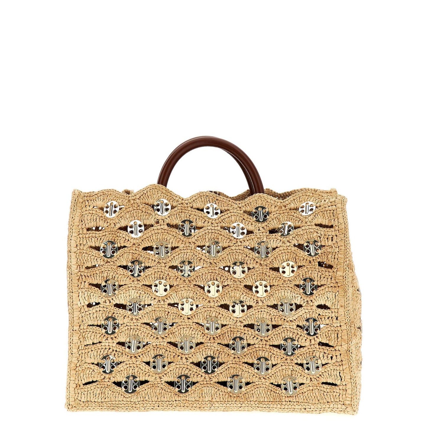 Paco Rabanne Beige Raffia Handbag