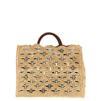 Paco Rabanne Beige Raffia Handbag