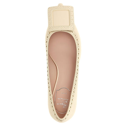 Roger Vivier White Lamb Leather Mid Heel Pumps