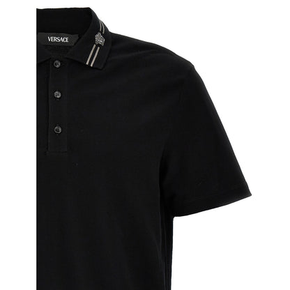 Versace Black Cotton Polo Shirt