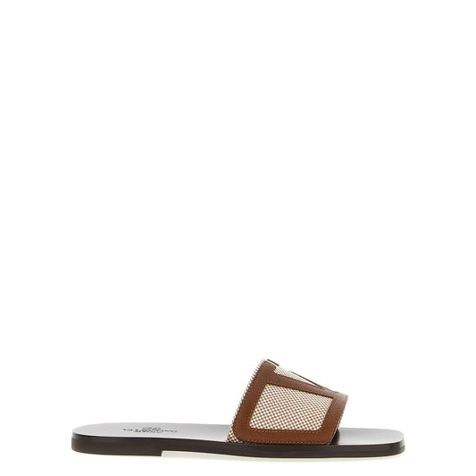 Valentino Garavani Brown Cotton Slides
