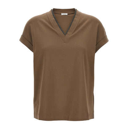 Brunello Cucinelli Brown Cotton T-Shirt