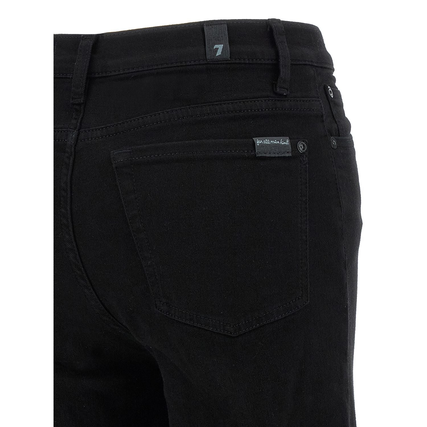 7 For All Mankind Black Cotton Flared Jeans