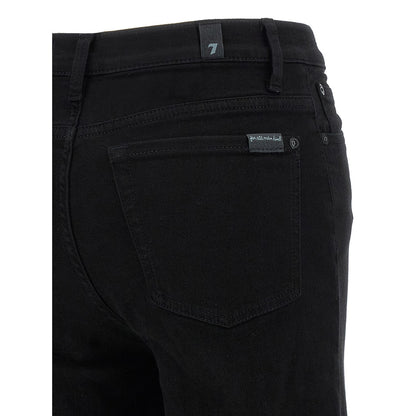 7 For All Mankind Black Cotton Flared Jeans