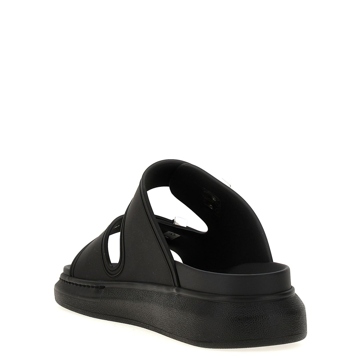 Alexander McQueen Black Rubber Slides