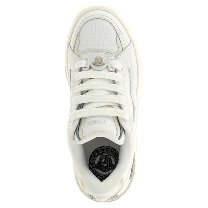 Versace White Calfskin Low Top Sneakers