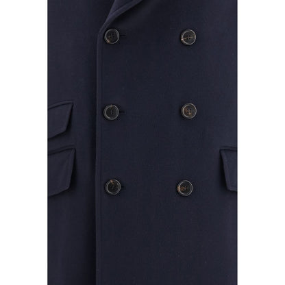 Brunello Cucinelli Blue Wool Oves Aries Coat