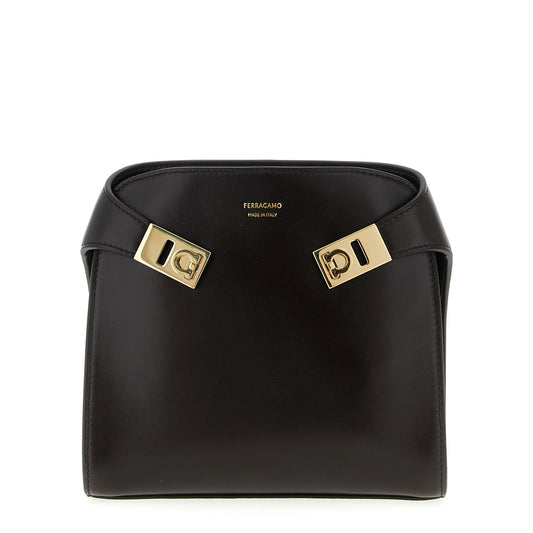 Ferragamo Brown Calfskin Crossbody Bag