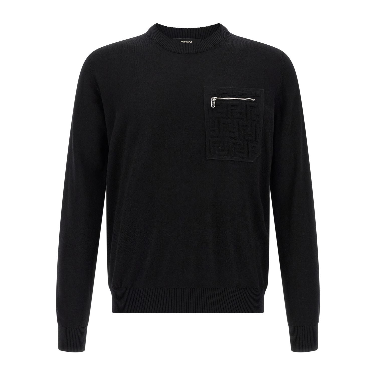 Fendi Black Virgin Wool Cardigan