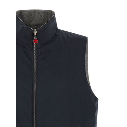 Kiton Blue Cotton Sleeveless Jacket