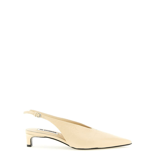 Jil Sander Beige Calfskin Mid Heel Pumps
