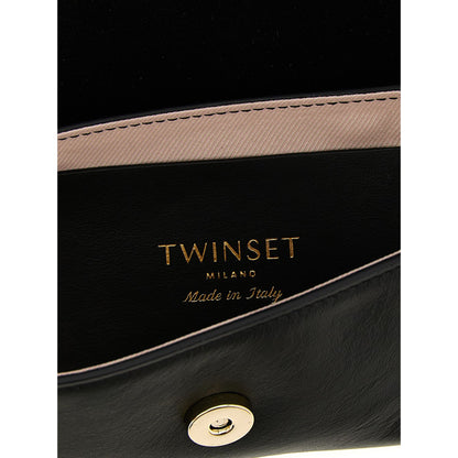 Twinset Black Leather Shoulder Bag