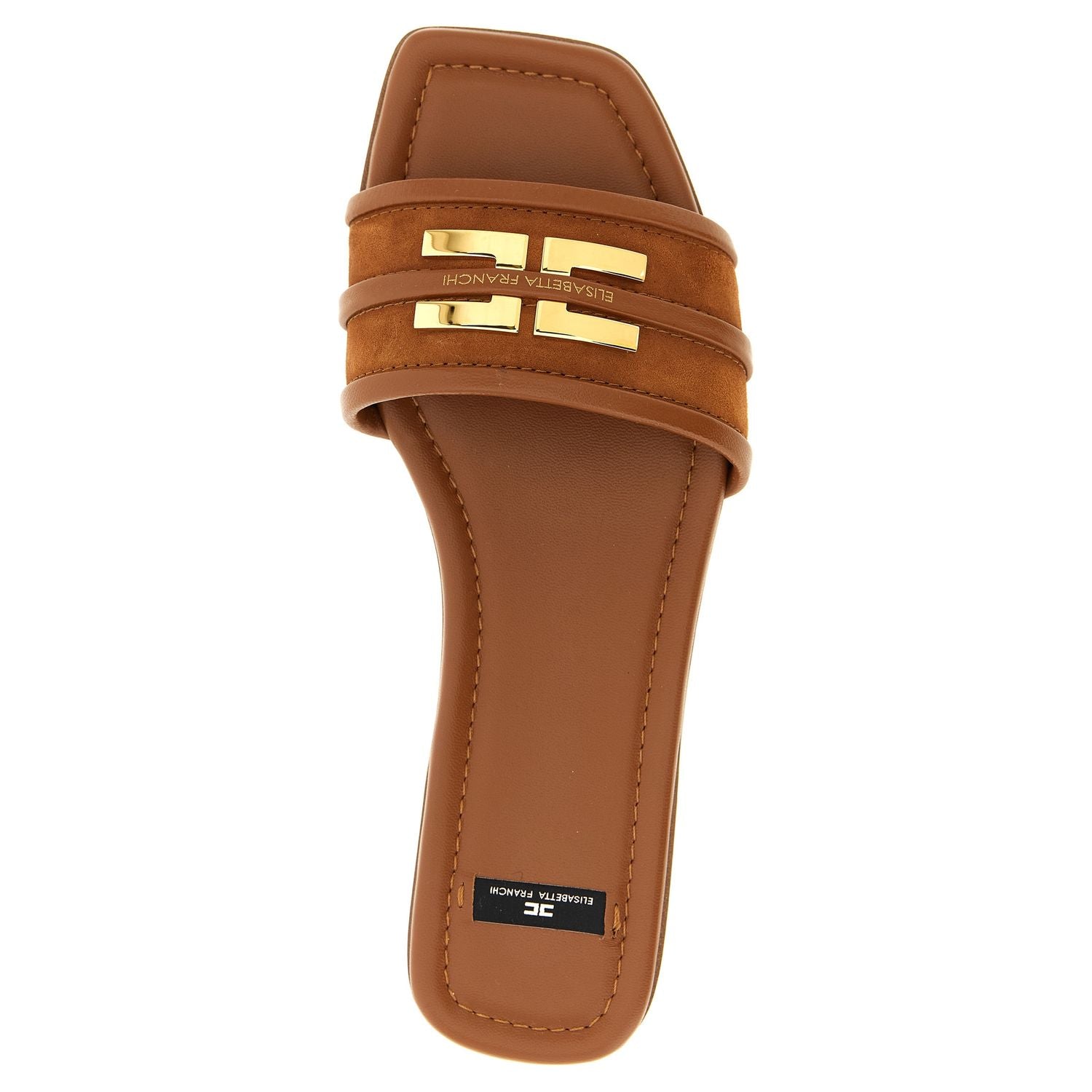 Elisabetta Franchi Brown Leather Slides
