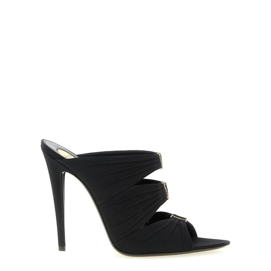 Saint Laurent Black Viscose Stiletto Heel Sandals