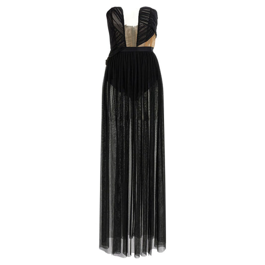 Nensi Dojaka Black Viscose Long Dress
