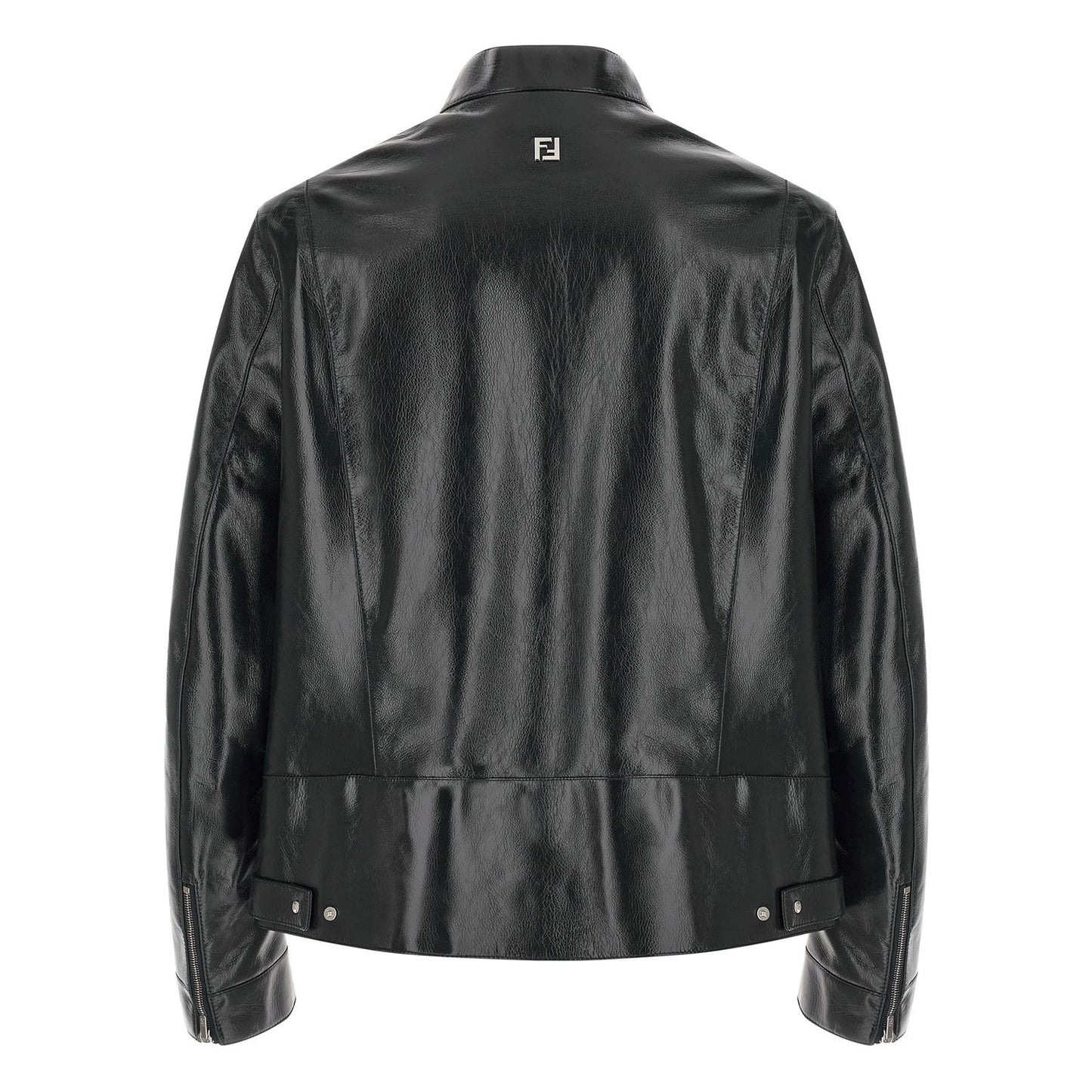 Fendi Blue Lamb Leather Leather Jacket