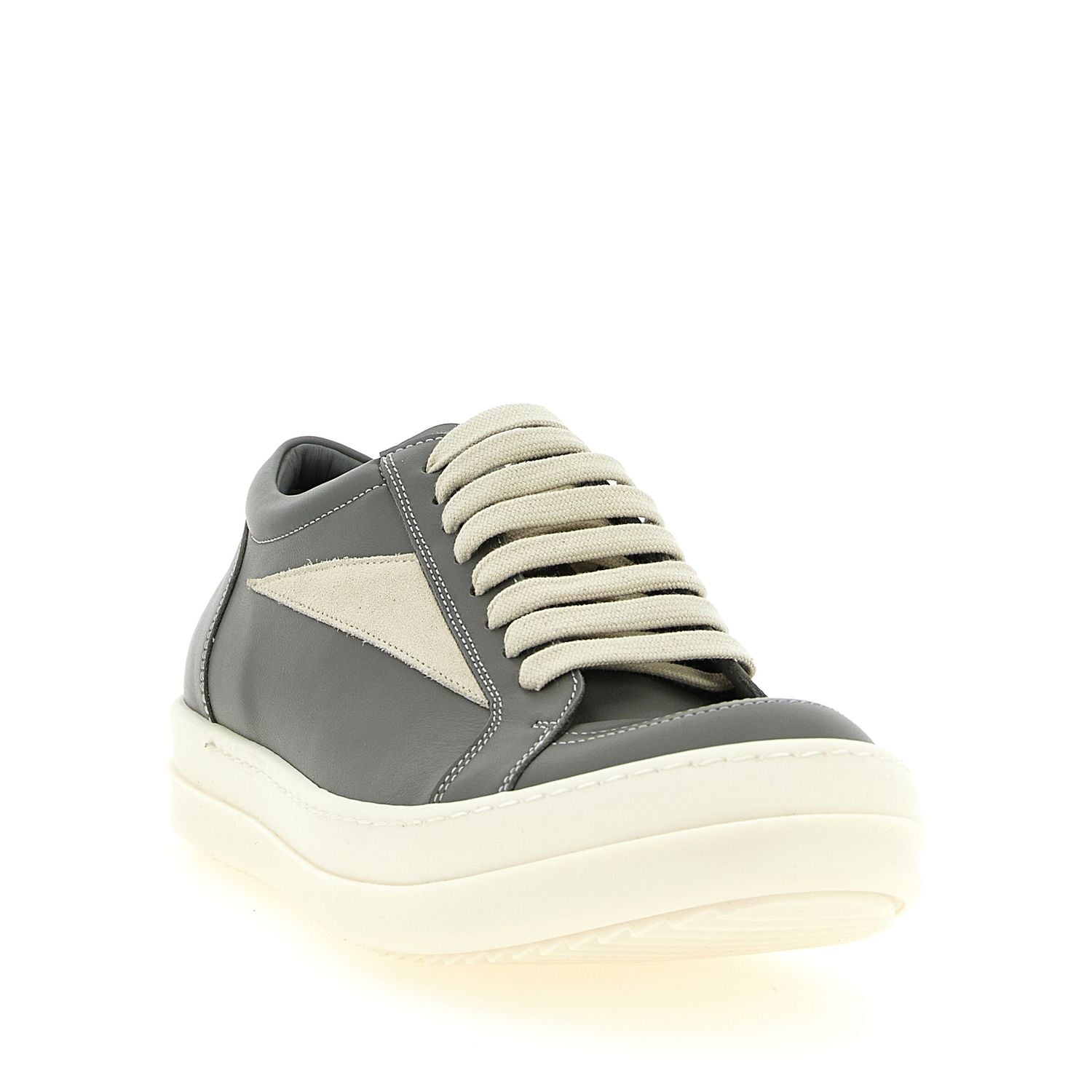 Rick Owens Gray Cowhide Low Top Sneakers