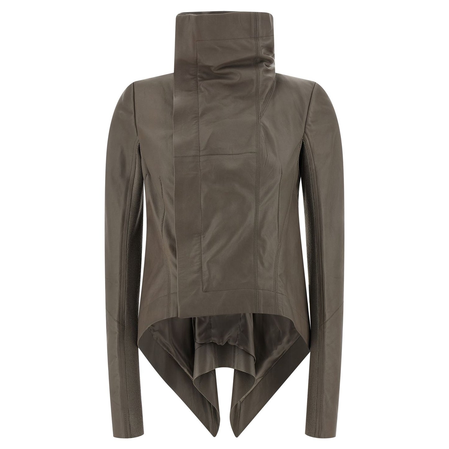 Rick Owens Gray Lamb Leather Leather Jacket