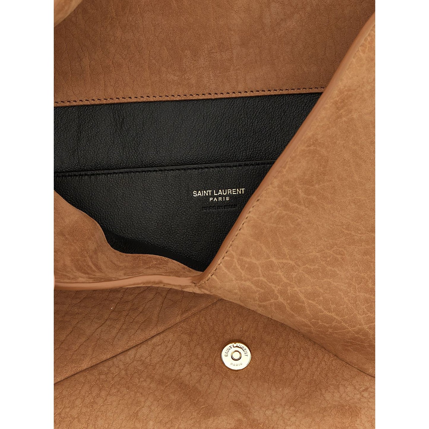 Saint Laurent Brown Lamb Leather Clutch Bag